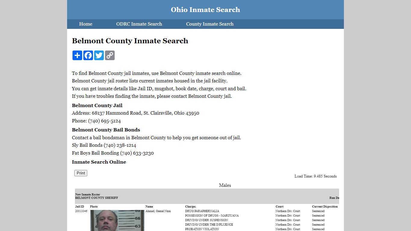 Belmont County Inmate Search